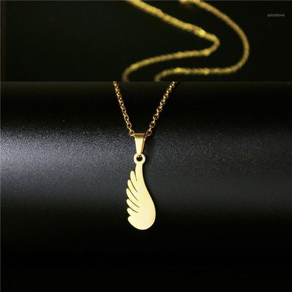 

new gold stainless steel wing pendant necklace for women simple design angel wing charm necklace fashion statement jewelry1, Silver