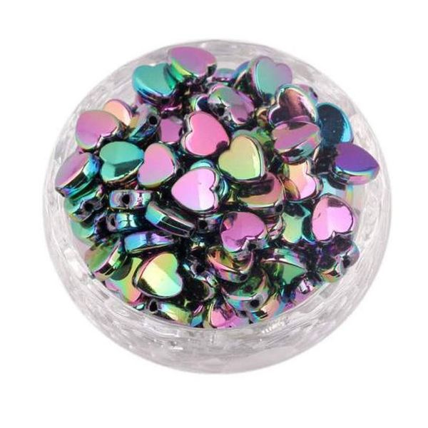 

200pcs /pack 8x4mm ab color heart spacers acrylic beads for jewelry making needlework wholesale diy bracelet accessorie jllazq, Black