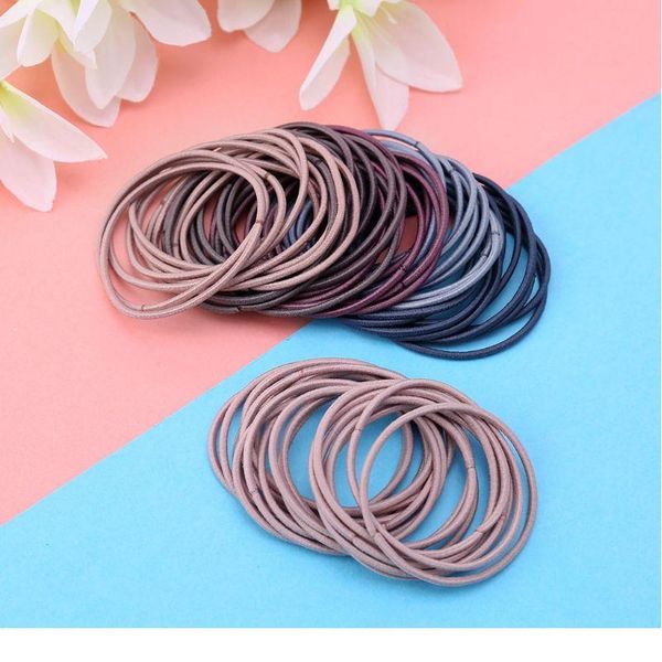 

20/50/100pcs 5cm women girls sport running rubber band plain sold color hair rope nylon elastic scrunchy korean style si wmtgfl, Silver