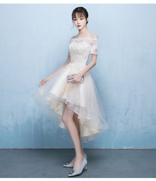 

2021 new arrival soiree bathrobe boat neck lace applications prom dress up high party low xy75 evening, Black;red