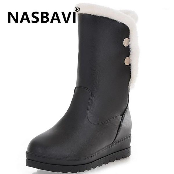 

boots 2021 korean version winter boot women warm mid-caft round toe ladies metal nail fashion solid color snow boots1, Black