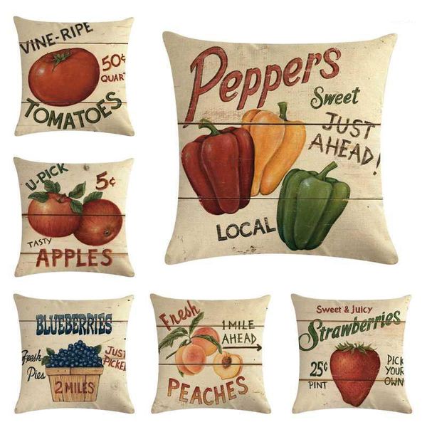

cushion/decorative pillow fruit strawberry apple peaches cushion cover 45*45cm cotton linen wedding decor throw pillowcase 1 side print coji