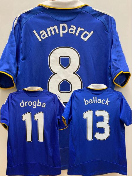 

2008 2009 lampard drogba ballack retro soccer jersey 08 09 final deco terry joe cole essien anelka ivanovic vintage classic football shirt, Black;yellow