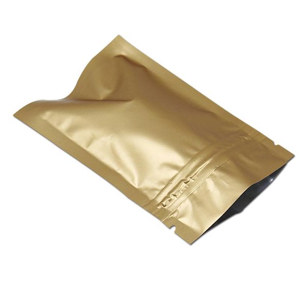 

200pcs golden matte aluminum foil retail zip lock packing pouch mylar foil storage zipper packaging bag for dried food snack h bbyobc