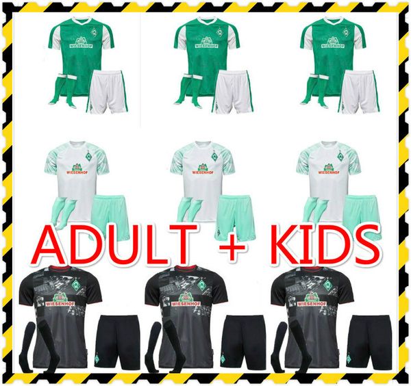 

kids 2020 2021 sv werder bremen home pizarro eggestein soccer jersey 20 21 away rashica klaassen osako men child green football shirts, Black;yellow