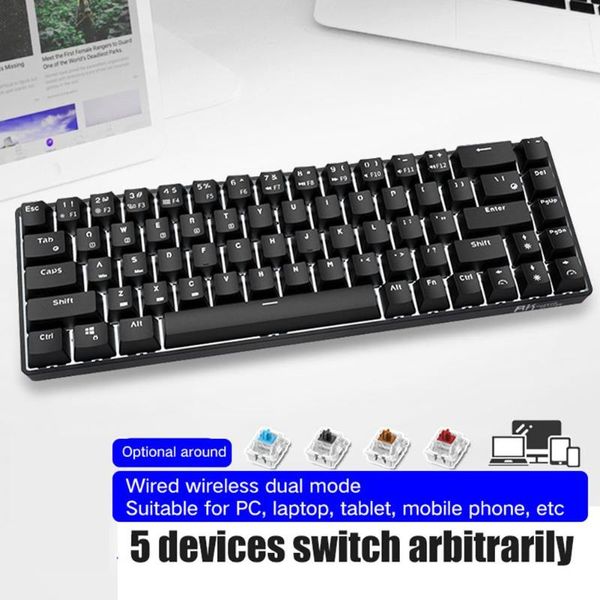 

keyboards rk855 68-key wireless/wired dual mode blue red brown axle mechanical keyboard