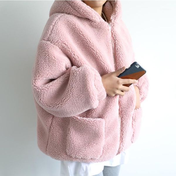 

2021 mid-length lamb fur jacket women faux fur winter hooded wool particle sheep reversible plush coat autumn clothes for women1, Black