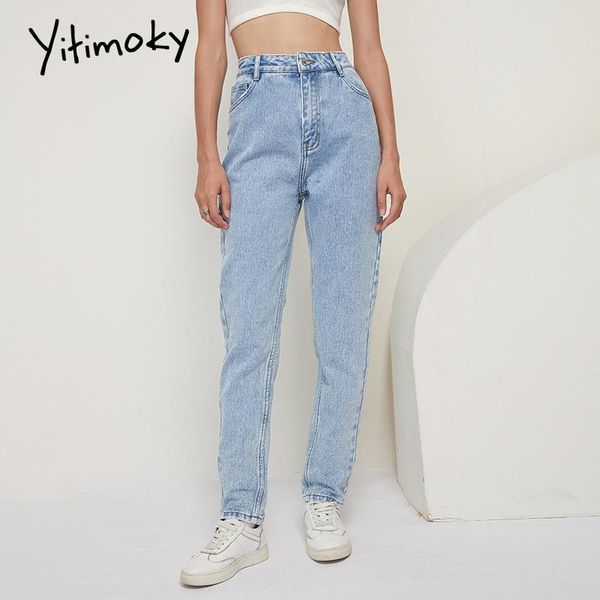 

yitimoky mom jeans high waist jeans woman denim black pants full length trousers fashion clothes 2021 spring blue harem pant new