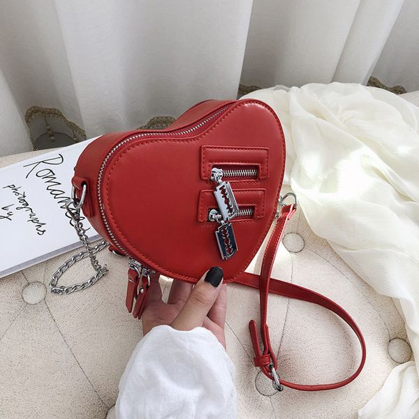 

heart shape crossbody bag for women 2020 fashion chain pu leather shoulder bag handbag messenger bag and purses new c1223