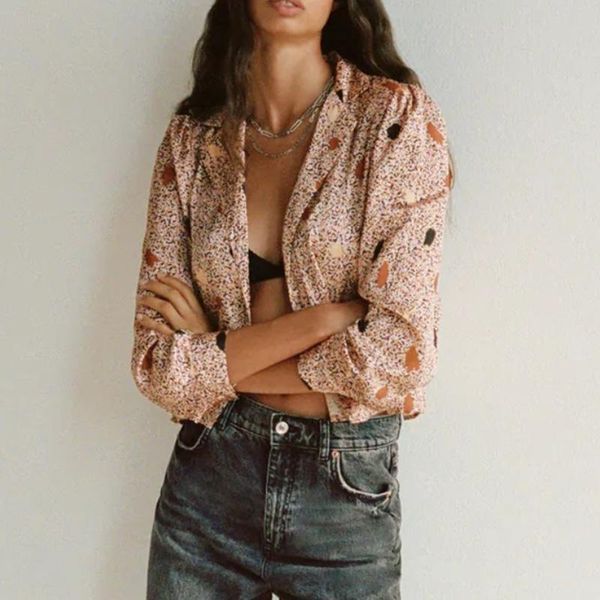 

women chiffon blouses casual print shirts elegant turn down collar women vintage holiday style long sleeve fashion blusas, White