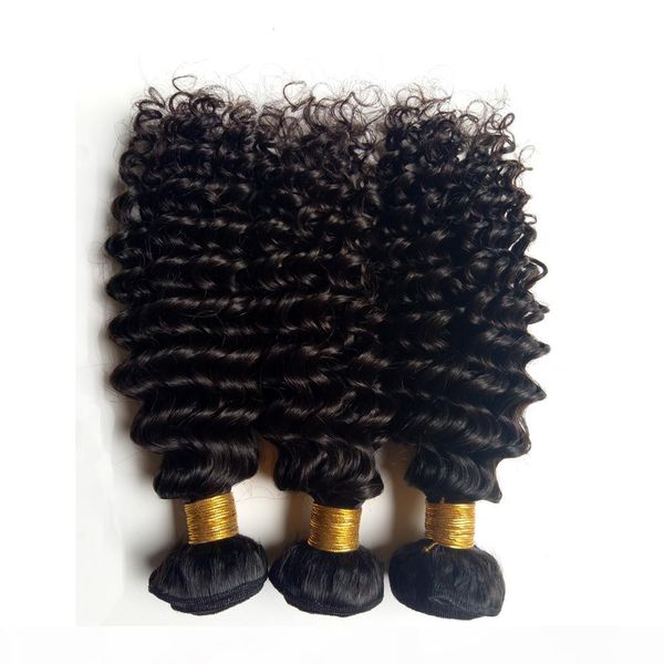 

brazilian virgin human hair weft kinky curly unprocessed malaysian indian remy hair 3 4 5pcs lot price african american hair weaves, Black