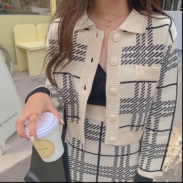 

knit sweater set women two piece matching sets skirt vintage crop 2021 womens outfits kurtka damska korean clothes 2, Gray