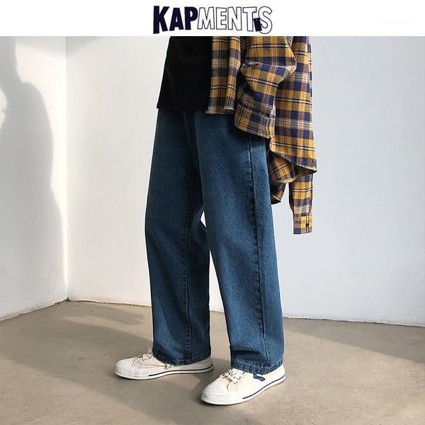 

kapments men vintage solid baggy jeans 2020 mens streetwear harajuku high waist blue denim pants male kpop wide leg jeans pants1