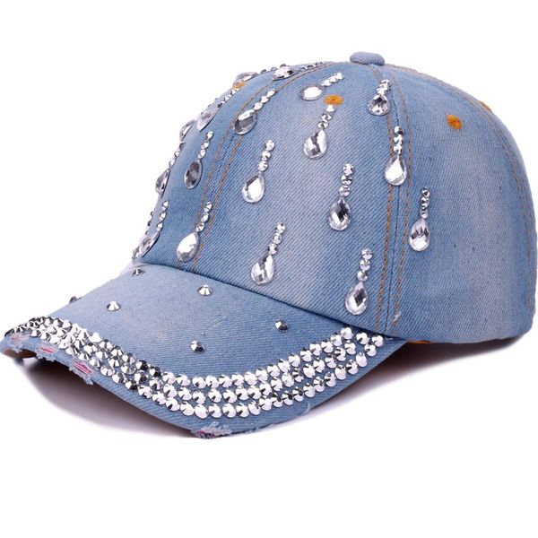 

women's hat rhinestone baseball cap cowboy trendy outing sun hat fashion rhinestone sun hat 2020 new, Blue;gray