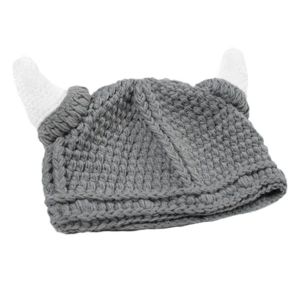 

crochet knitted beanie hat funny ox horn barbarian viking stretchy skull cap m2eb