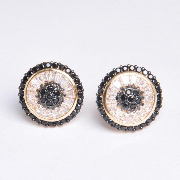 

jin&ju 2020 new design jewelry imitation gold plating round shape cubic zircon stud earrings for women e0741, Golden;silver