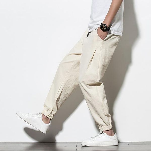 

chinese style men's harem pants men's summer cotton high-quality trousers loose trousers, Black