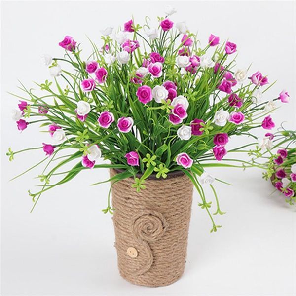 

new artificial flower plastic flower wedding decoration spring fake grass paris rose wedding bouquet living room decoration1
