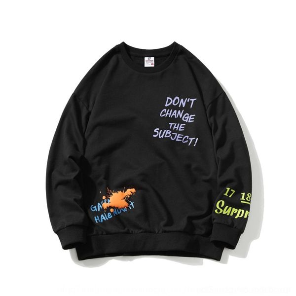 

qsxax it's versatile pullover clothes funny clothesa common thingautumn 2020 round neck pullover men's work clothes work printing, Black