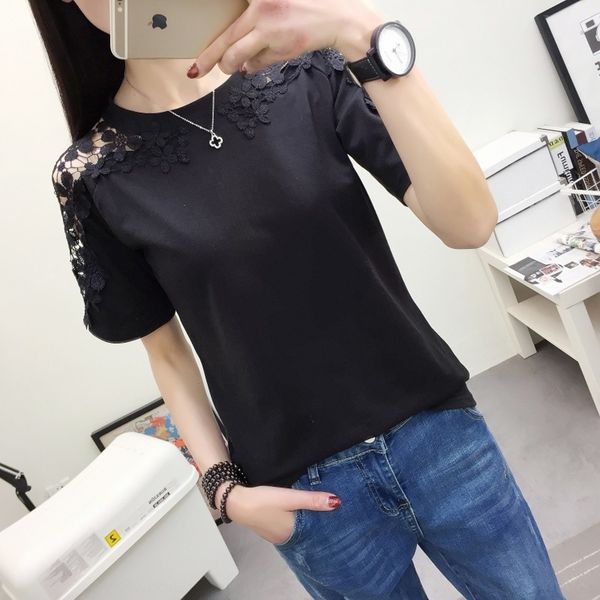 

ymsg8 2020 цвет новый твердый bg2s8 база пальто шнурка toplarge топ топ корейских женщин кружева короткий рукав футболки лето, White