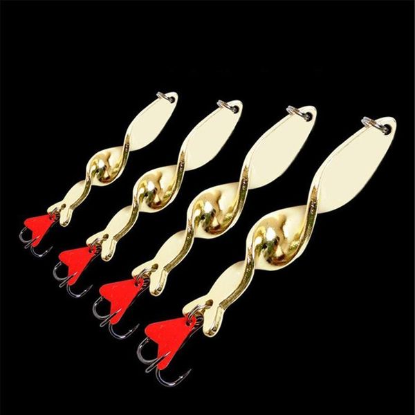 

1pcs gold 10g 14g 21g 28g quality rotating sequin metal spoon fishing lure spinner hard bait treble hooks for bass carp sqcoon