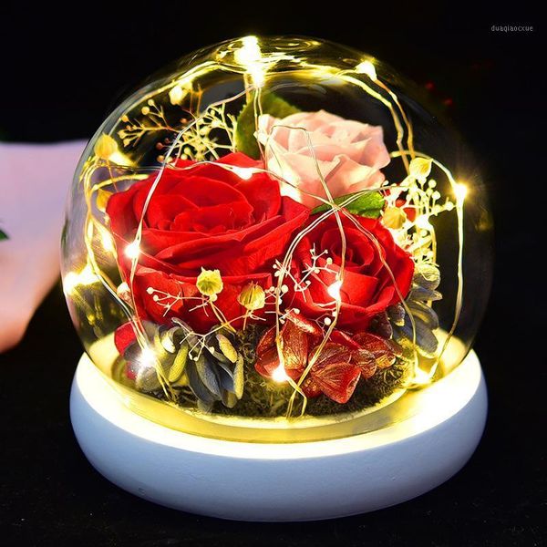

decorative flowers & wreaths rose space real flower red dried for girlfriend mother's gift home decoration room decor in glass gifts1