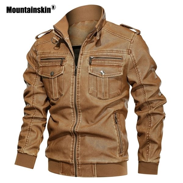 

mountainskin new leather men winter autumn men's motorcycle jacket windproof outwear male brand clothing ~6xl sa789 c1103, Black;brown