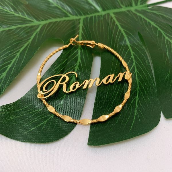 

cursive qround new fashion name letter date earrings nameplate custom earring bridesmaid gift women jewelryw, Silver