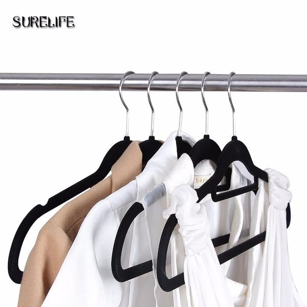 

10pcs household flock printing slip-resistant velvet hanger plastic hangers for clothes 10 bbyiny