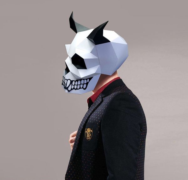 

skull cut horned halloween costume 3d pre cosplay diy paper craft model mask christmas