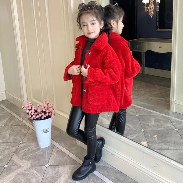 

children winter down coats kids girls autumn lamb wool jackets teenagers thickened warm clothes for age 3 6 8 10 12y, Blue;gray