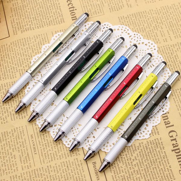 

creative multifunctional screwdriver tool caliper spirit level scale ball ballpoint pen tool school office supplies ballpen school supplies, Blue;orange