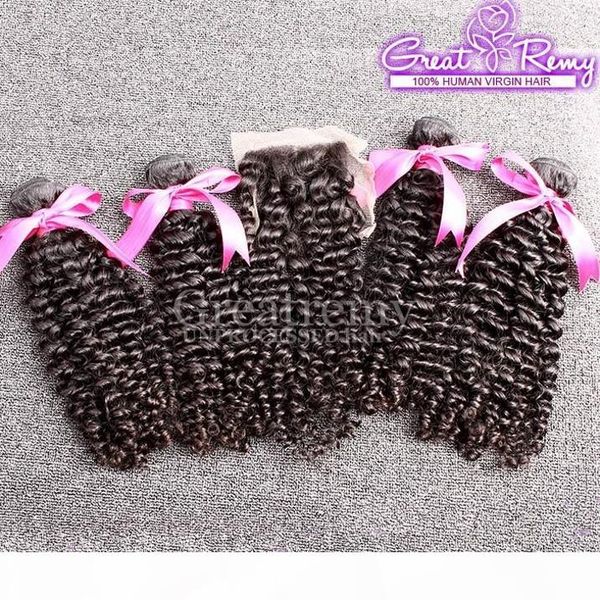 

jerry curly hair extensions brazilian malaysian hair closure with bundle 4pcs hair bundles and 1pc part lace closure 5pcs greatremy, Black