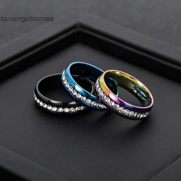 

fashion single row stainless steel personalized inlaid diamond high grade ring hand decoration gold-plated trinkets, Silver