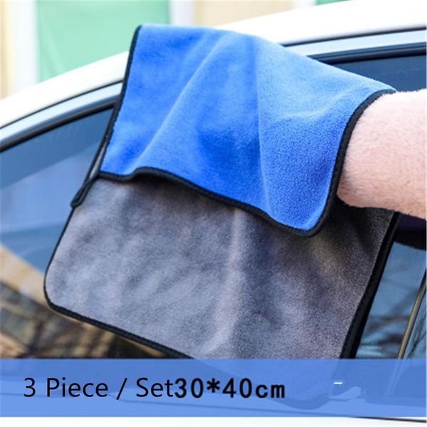 

3x 30x40cm thick care detailing polishing microfiber fiber home washing super absorbent car towel cleaning cloths polyester h jllbjx