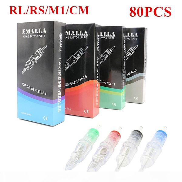 

80pcs emalla mixed size tattoo cartridge needles disposable sterilized tattoo needles tips for permanent makeup tattoo supplies