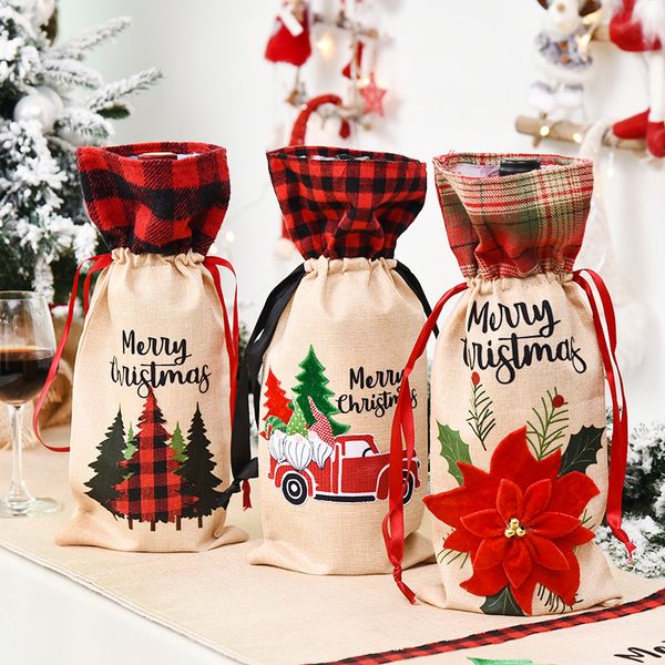 

newyear 2021 santa claus snowman wine new bottle cover noel decoration for home dinner decor christmas gift tree ornament