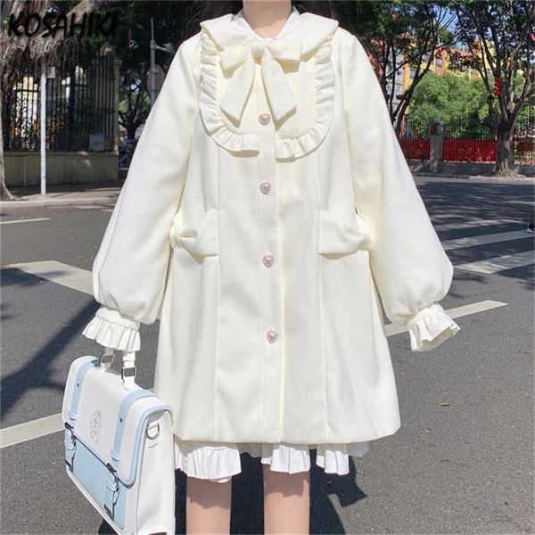 

kosahiki autumn thin coat kawaii overcoat female japanese preppy style solid color vintage jacket harajuku jk sweet outfit 220114, Black;brown