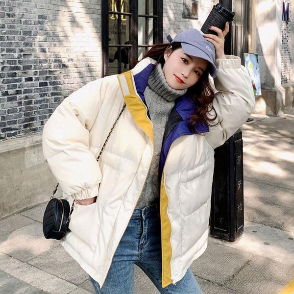 

oversized winter parkas women thick warm thick coat korean fashion female loose casual padded short jackets outwear parka mujer, Black