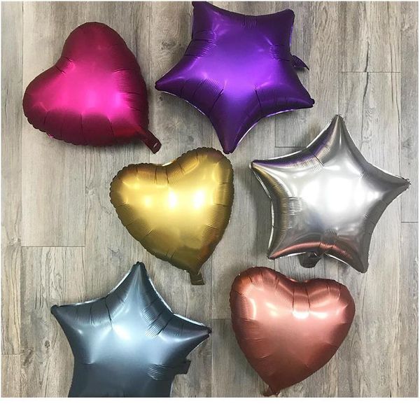 

new 10pcs 18inch chrome metallic heart star round helium foil balloons baby 1st birthday party supplies wedding decor ai jllgdz