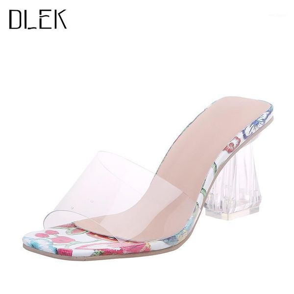

high-heeled sandals transparent ladies slip-on pvc slipper with big size1, Black