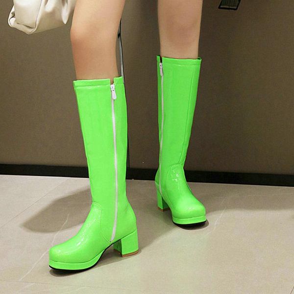 

2020 новые женские туфли на высоком каблуке площади пятки boots лолита стиль колледж стиль дамы knight boots осень круглый toe плюс размер, Black