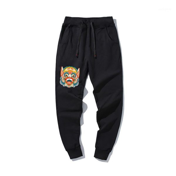 

2020 fashion chinese lion dance sweatpants lion casual cotton trousers ladies lover harem joggers pants casual sports sweatpants1, Black