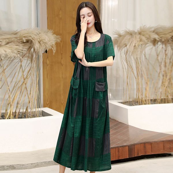 

2021 new new women summer dress plus size robes short sleeve vestido casual robe femme plus size dresses w19h, Black;gray