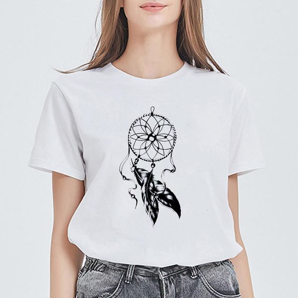 

new t shirt women hipster oversize trendy harajuku punk casual wind chime tattoo design vogue tshirt streetwear ropa mujer, White