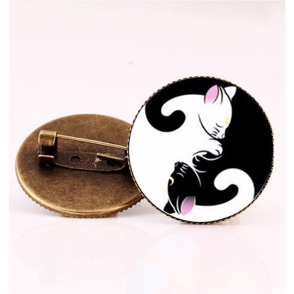 

suteyi стекло фото брошь подвеска смазливой пин +2018 ювелирных изделия lovely pet fashion round cat женщины любители брошь подарки животные, Gray