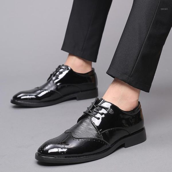 

dress shoes kancoold fashion business men classic leather wedding men's suits bright lace up shoe oxfords black1, Black