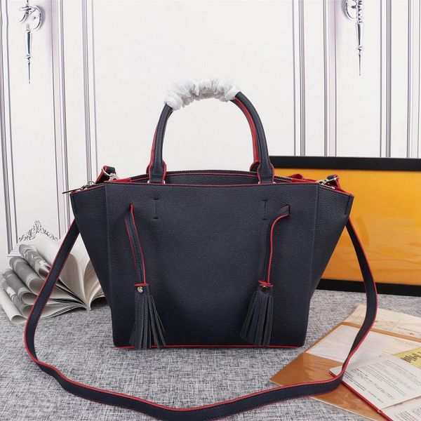 

womens handbags and large capacity classic quality shoulder genuine tote composite ladies leather clutch handbags bags purses lmveh, Red;black