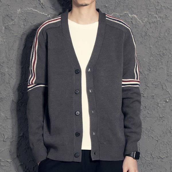 

2021 color knitted tie cardigan men's spring autumn male jacket trend sweater xlkl, White;black