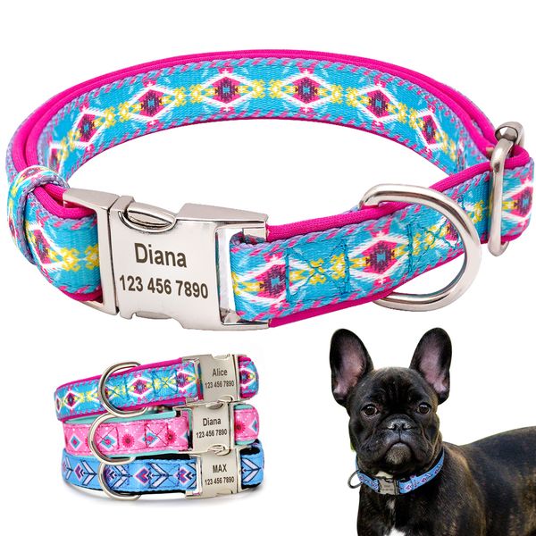 

personalizada nylon impreso etiqueta la mascota collar, collar boda id collares de perro para